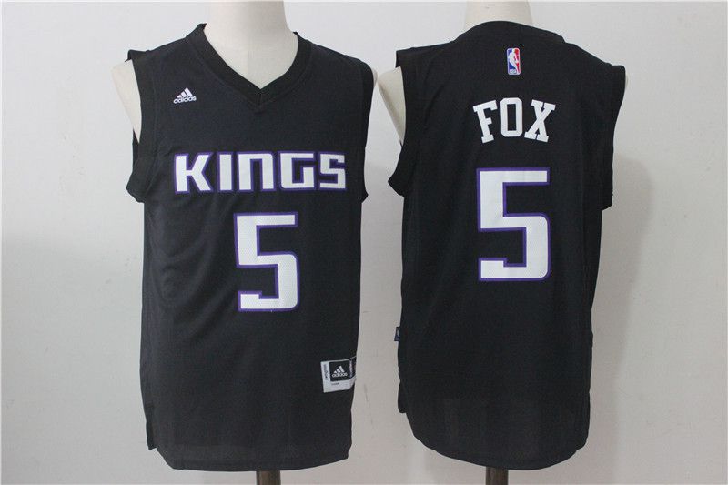 Men Sacramento Kings #5 Fox Black NBA Jerseys